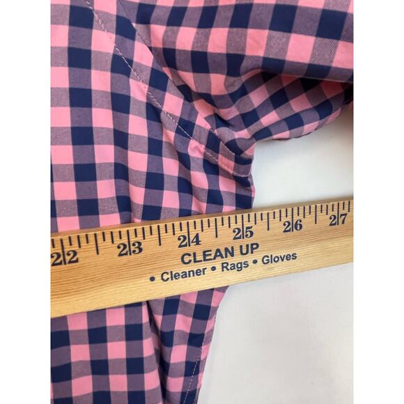 Peter Millar Men's Size Large Blue/Pink Checked Summer Comfort Long Sleeve Shirt - Picture 6 of 7